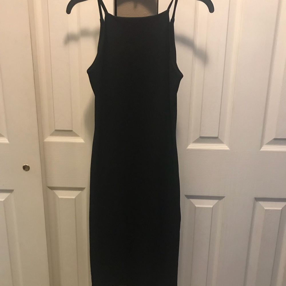 High neck low back dress